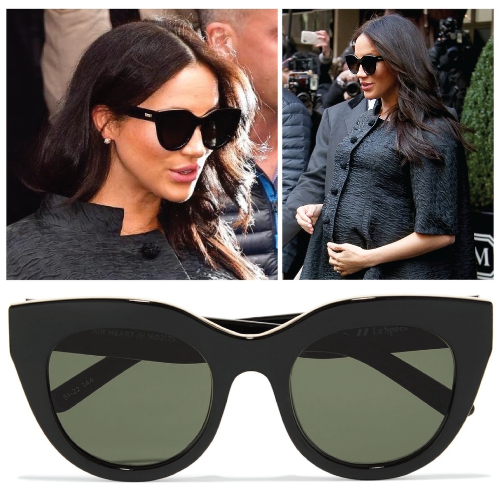 Le Specs Air Heart Cat Eye Black Sunglasses